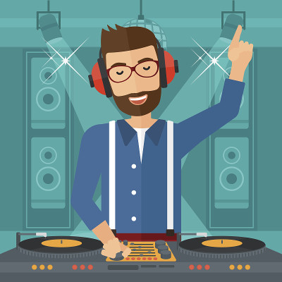 带控制台的微笑DJ
