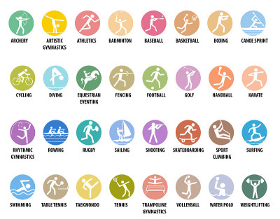 Summer sports icons. Vector isolated pictograms on
