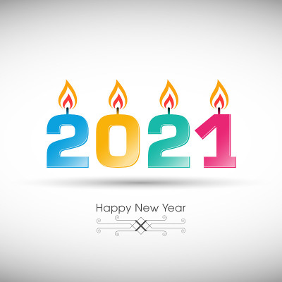 2021年新年快乐文本设计向量。