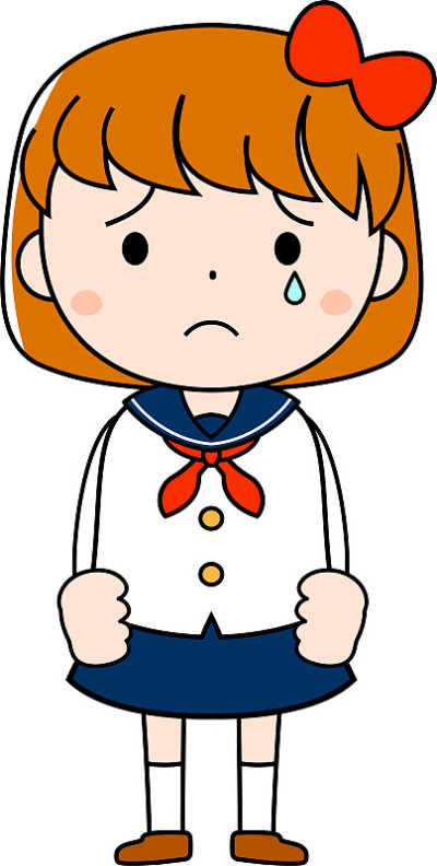 一个剪短发的女学生穿着水手服表达情感