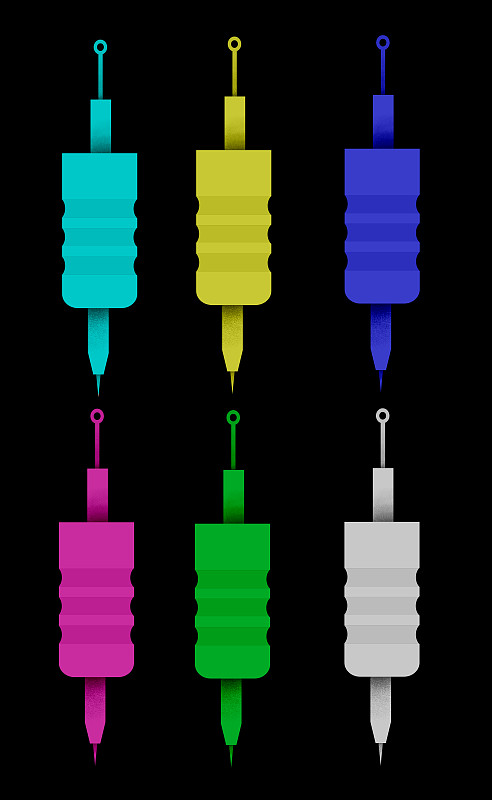 传统机器纹身矢量的颜色