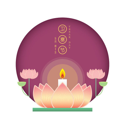 Happy vesak day or buddha purnima - Lotus lamp