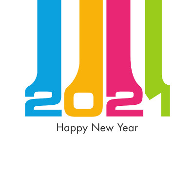 2021年新年快乐文本设计向量。