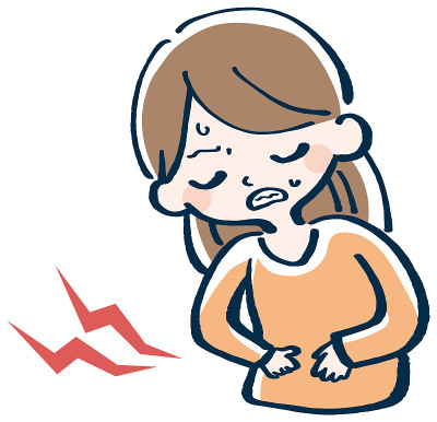 女子胃痛插画