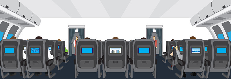 Interior of salon of the plane.