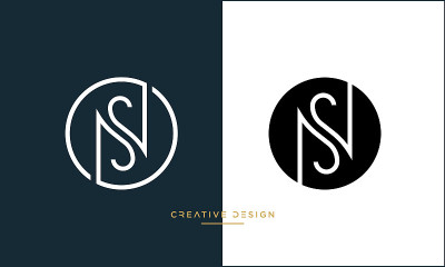 NS或SN字母表字母豪华标志矢量设计