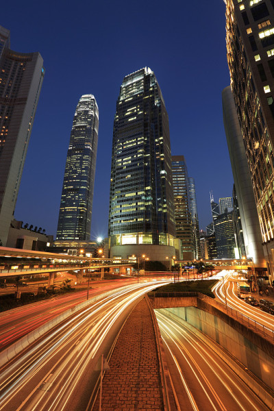 香港城市之夜，国际金融中心大厦