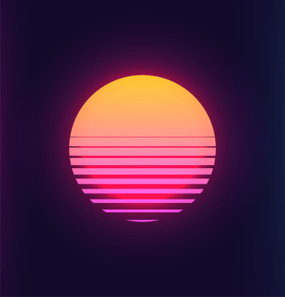 Vintage 80s colorful retro sunset. Vaporwave synth