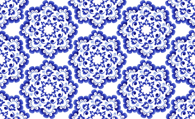 Floral seamless pattern in Russian folk style Gzhe