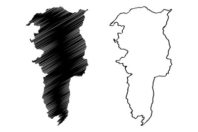 玻利瓦尔省(厄瓜多尔共和国，厄瓜多尔省)地图矢量插图，涂鸦草图玻利瓦尔地图