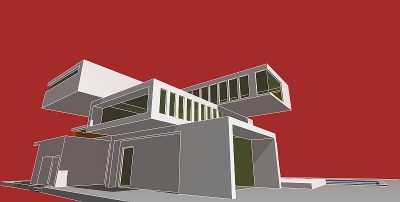 3D插图建筑建筑。