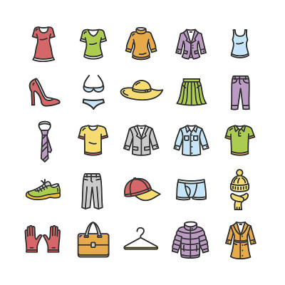 衣服图标集。向量
