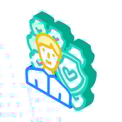 保护处理等距图标矢量插图