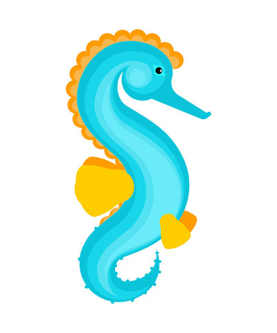 海马孤立。海马矢量插图。海洋动物