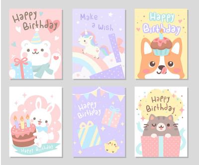 Happy Birthday Little Friends set - Rectangle