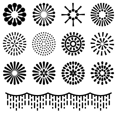 Fireworks Icon Black and white 02