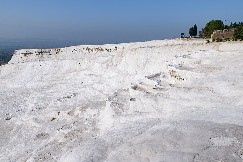 土耳其丹尼兹利Pamukkale(棉花城堡)的石灰华梯田形成