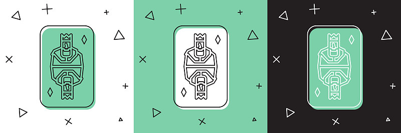 Set King playing card with diamonds symbol icon孤立在