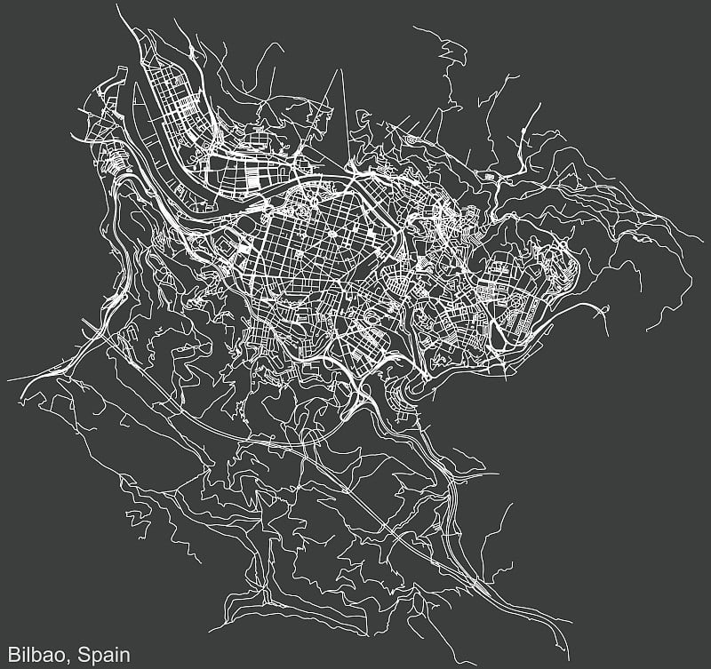 西班牙毕尔巴鄂的街道地图