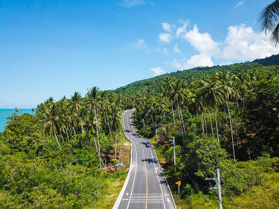 哈诺姆区海滩道路鸟瞰图