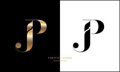 PJ或JP字母抽象标志图标矢量模板
