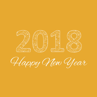文字设计圣诞和新年快乐2018。图形背景分子和通讯。用点连接线。行神经丛。科学控制论矢量图