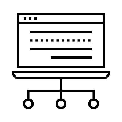 Web开发说明。线条图标设计的编程和技术概念。