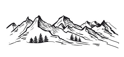 山景，手绘风格，矢量插图
