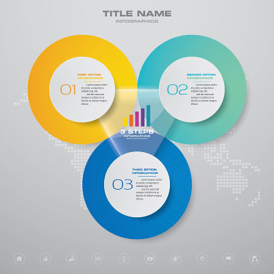 3 steps simple&editable process chart infographics