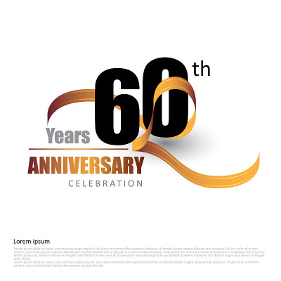 60周年纪念标志模板与缎带