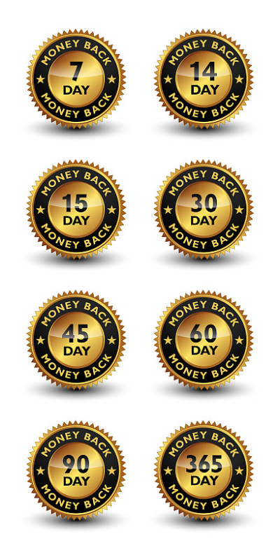 Money back guaranteed golden seal, stamp, badge, s