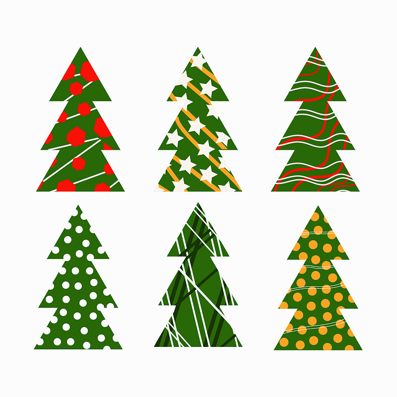 Christmas trees in an abstract style are bright