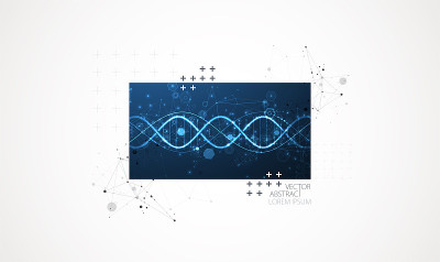 艺术科学模板，壁纸或带有DNA分子的横幅。