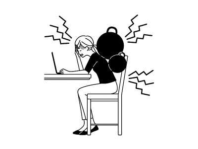 患有肩膀僵硬、头痛和背部疼痛的女性