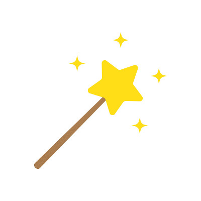 矢量魔术棒图标与星辉。