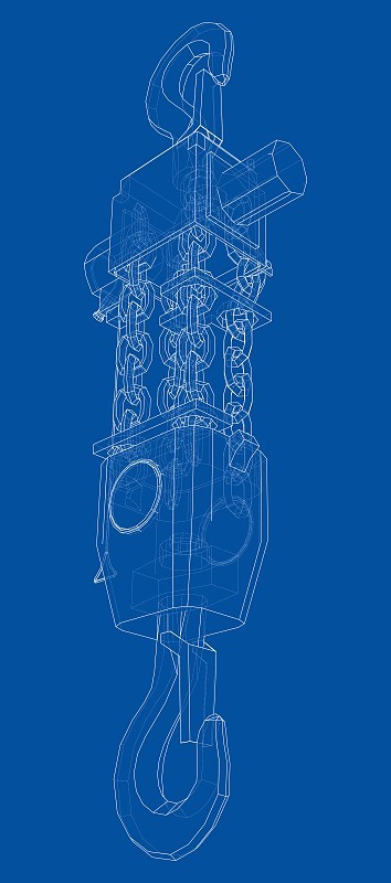 Pneumatic Wire Rope Winch concept outline. Vector