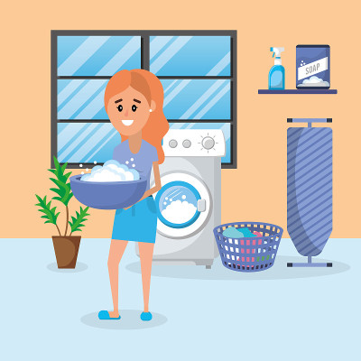 Woman on laundry