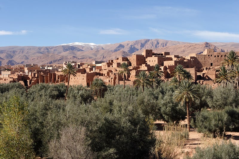 摩洛哥Tinerhir和Atlas山的Kasbah