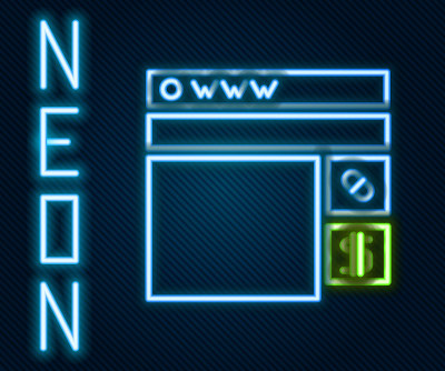 Glowing neon line Buying drugs online icon isolate