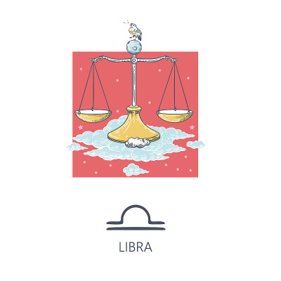 天秤座。星座。云中鳞片。占星术。图形。