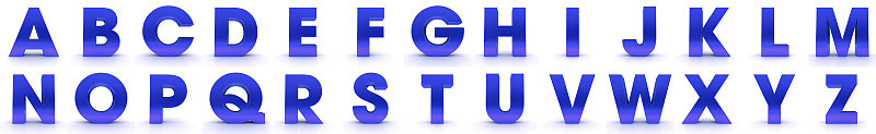 字母表字母蓝色3d标志A B C D E F G H I J K L M N O P Q R S T