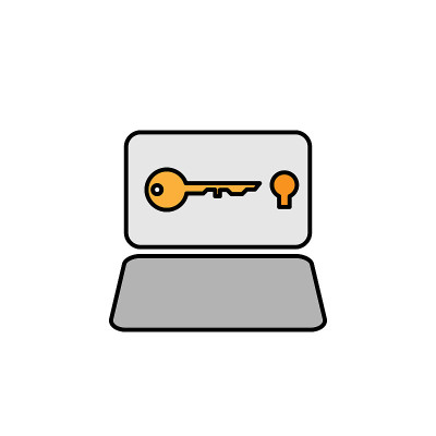 黑客,电脑图标。可以用于网页，logo，手机应用，UI, UX