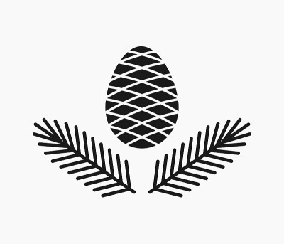 云杉树的圆锥体和树枝象征。