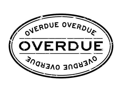 Grunge black overdue word oval rubber seal stamp o