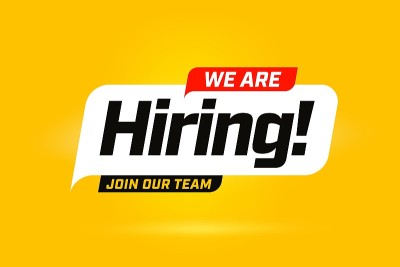 Hiring recruitment open vacancy design info label 