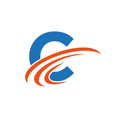 字母C标志标识设计模板。初始C梯度标志设计现代，平面和极简的商业概念