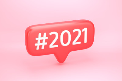 红色社交媒体通知图标，编号为2021
