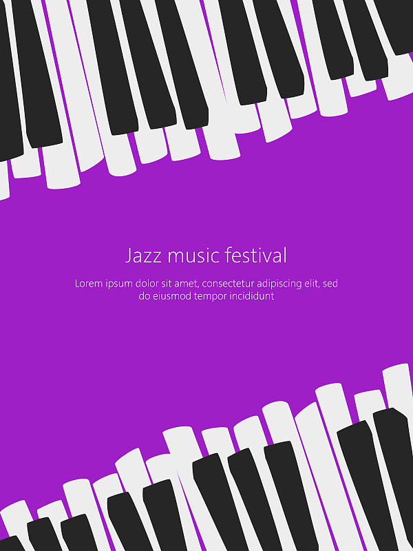 Music festival poster template with piano keys.预览效果