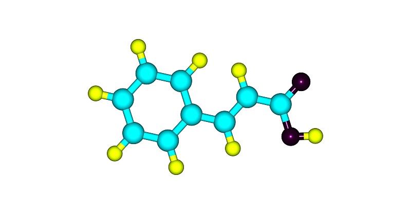 肉桂酸分子结构孤立于白色