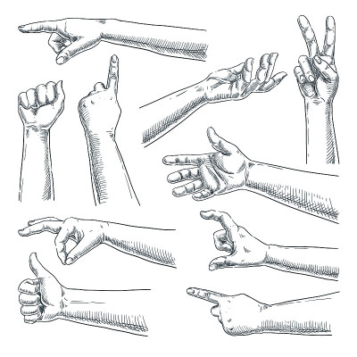Human hand gesture. Vector sketch hand drawn illus